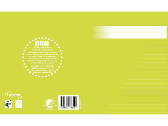 Skrivh.17x21cm linj. 8,5mm ljusgrön